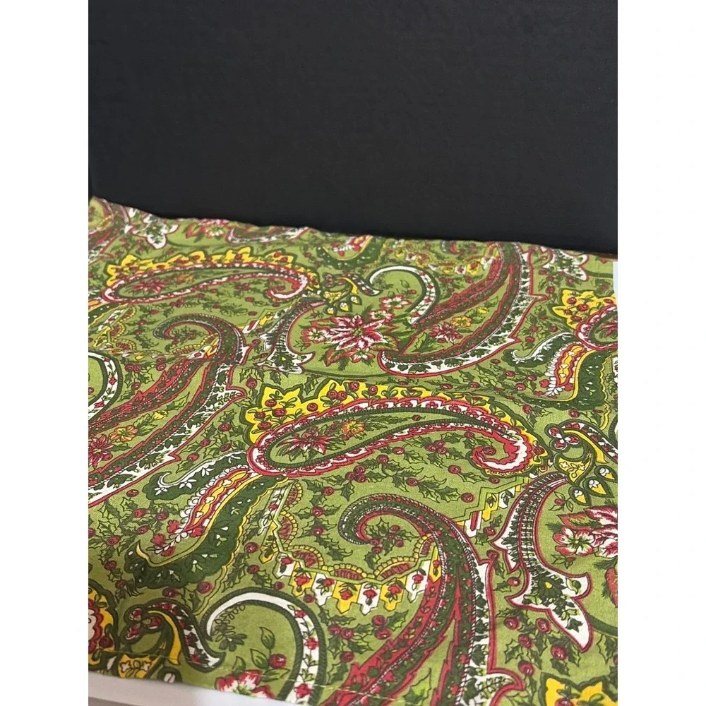 April Cornell Green Paisley Floral Cotton Cloth Napkins Set of 3 Made in India